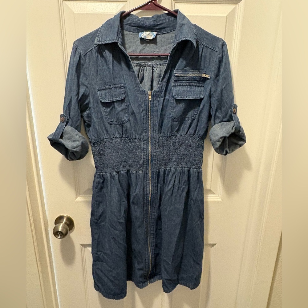 Denim Zip-Up Dress